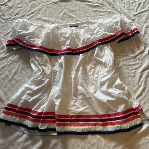 NWT Lane Bryant off shoulder ruffle white top. Size 38/40. - Picture 2 of 10